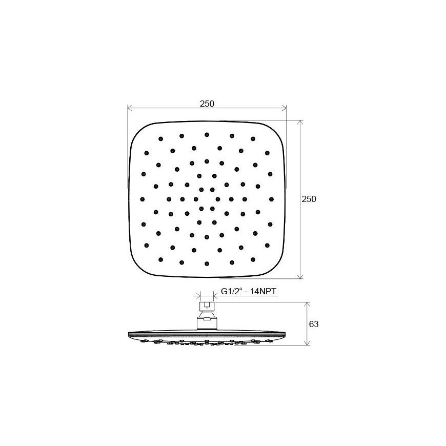 Stationary shower head Ravak ABS, 983.00 square chrome, 250 mm – 3