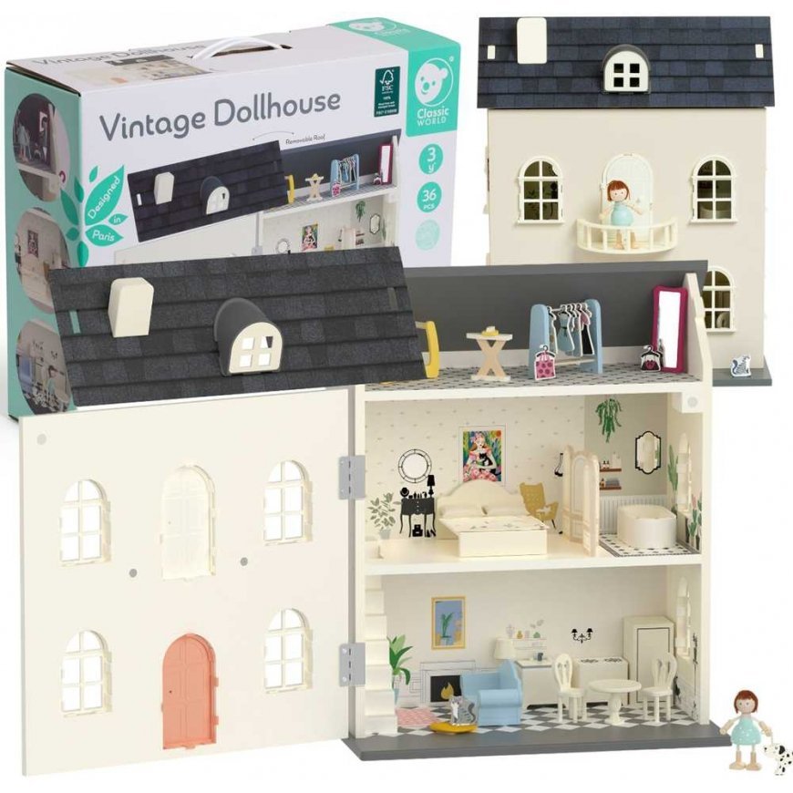 CLASSIC WORLD Vintage wooden dollhouse