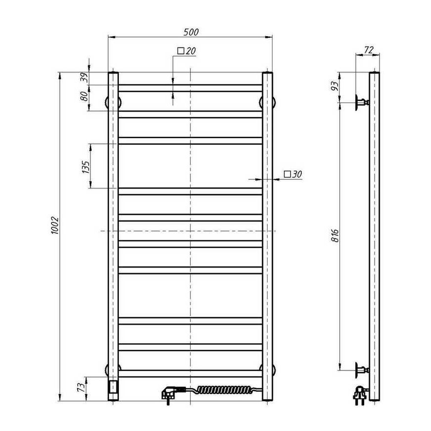 Electric towel dryer Navin Loft 500*1000 Sensor right 10-043053-5010 – 3
