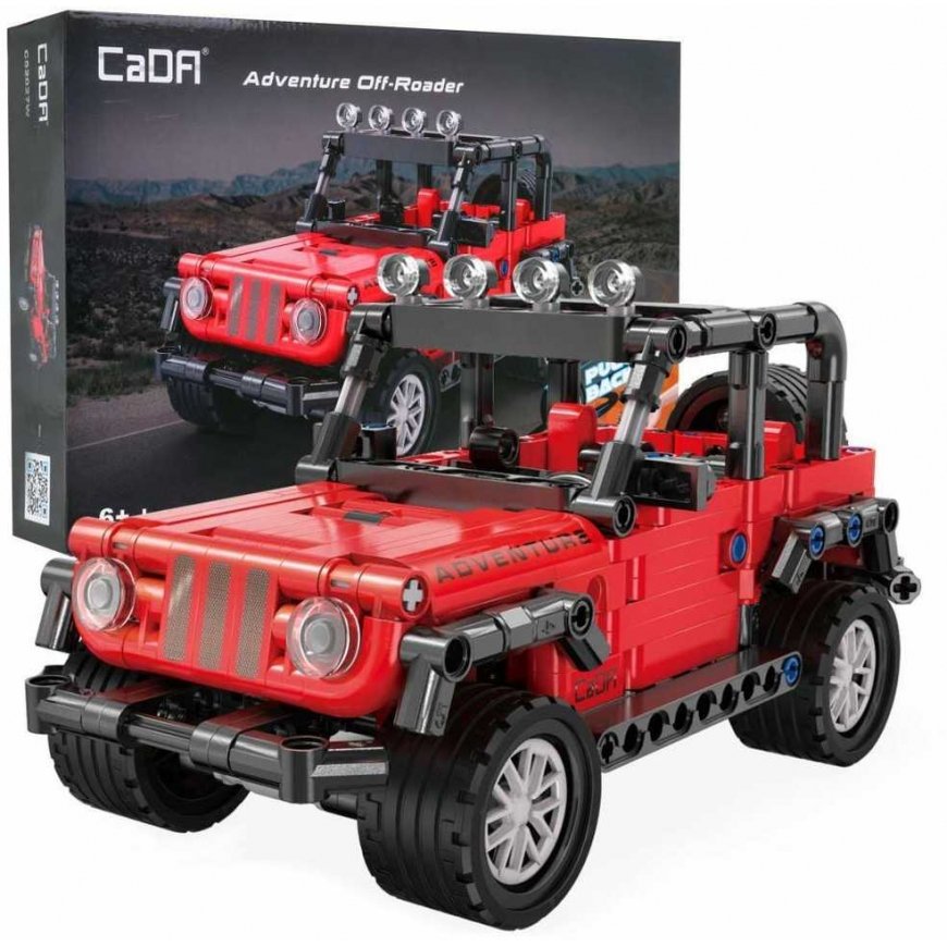 Klocki Konstrukcyjne CaDA Važiuoklė terenowy raudona samochód duże auto Adventure Off-Roader napęd Pull-back 317 dalys
