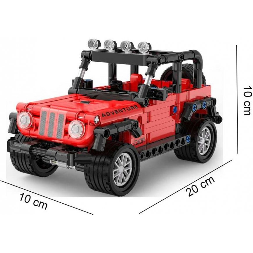 Klocki Konstrukcyjne CaDA Važiuoklė terenowy raudona samochód duże auto Adventure Off-Roader napęd Pull-back 317 dalys – 3