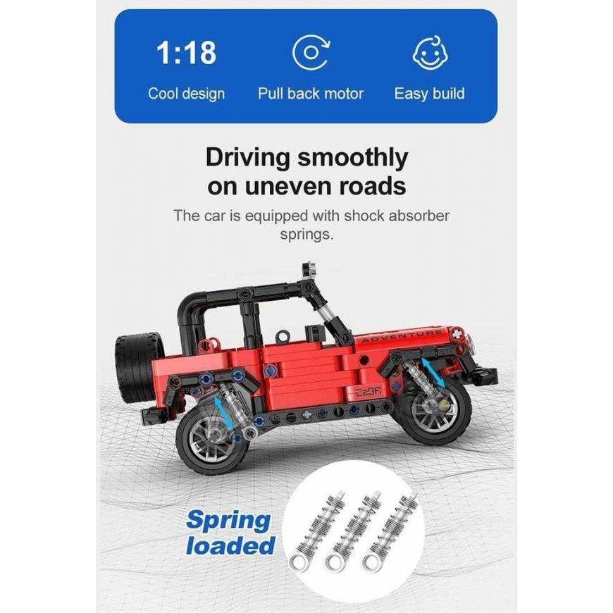 Klocki Konstrukcyjne CaDA Chassis terenowy red samochód dodze auto Adventure Off-Roader pože Pull-back 317 parts – 5