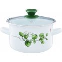 Enamel pot with lid Eucalyptus 16 cm 2 l ENAMEL OLKUSZ Enamel pot with lid Eucalyptus 16 cm 2 l ENAMEL OLKUSZ