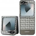DKNY PU Leather Repeat Pattern Bottom Stripe Samsung Galaxy Z Flip 6 phone case brown color DKNY PU Leather Repeat Pattern Bottom Stripe Samsung Galaxy Z Flip 6 phone case brown color