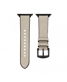 Watch 38/40/41mm Silicone patch Leather Watch Strap (132mm M/L) White