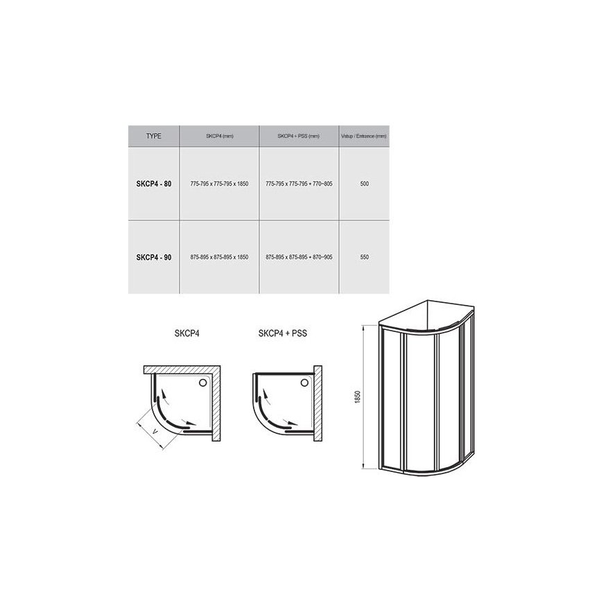 Stumdomos dušo durys Ravak Supernova, ASDP3-80 198, satinas+stiklas Transparent – 5