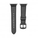 Watch 42/44/45mm Silicone patch Leather Watch Strap (132mm M/L) Black