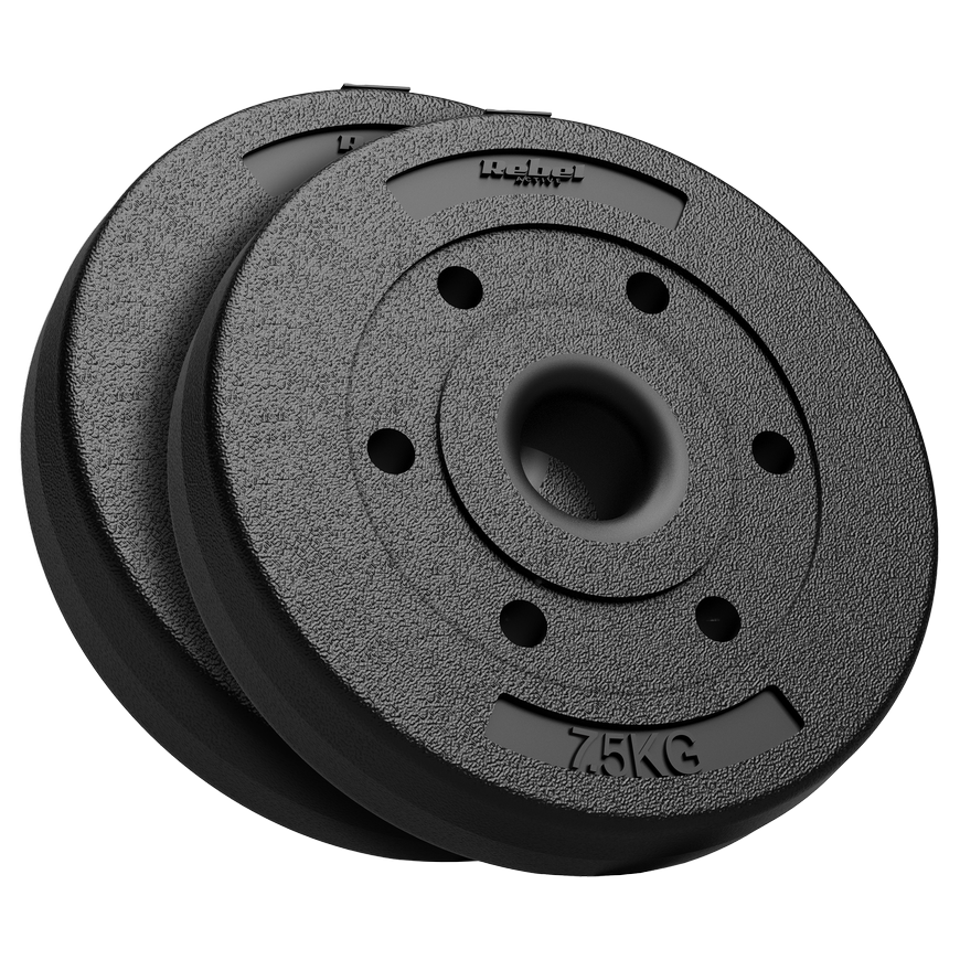 Bituminių svarelių rinkinys 2x7.5kg, skylė 51mm - olimpinėms štangams, REBEL ACTIVE