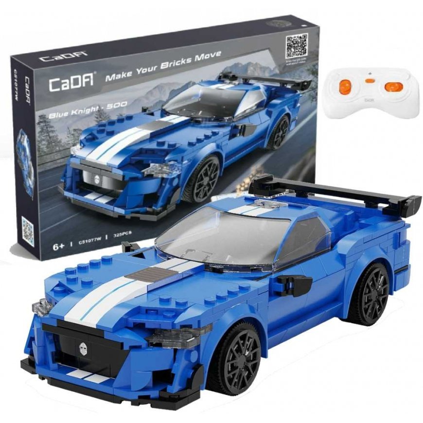 Klocki konstrukcyjne CaDA Zdalnie sterowany samochód wyścigowy Mėlyna auto Važiuoklė Mėlyna Knight 500 Dual Mode RC 325 dalys – 2