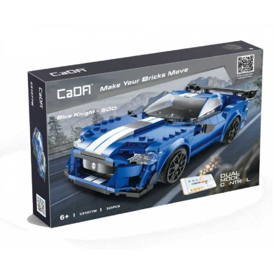 Klocki konstrukcyjne CaDA Zdalnie sterowany samochód wyścigowy Mėlyna auto Važiuoklė Mėlyna Knight 500 Dual Mode RC 325 dalys – 3