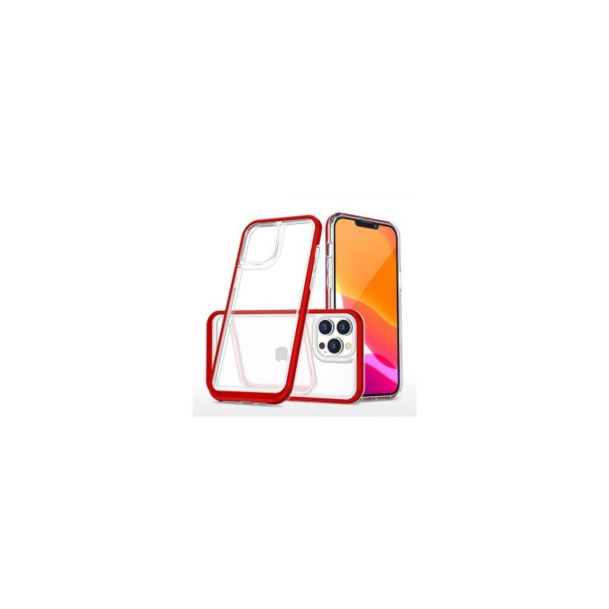 Clear 3in1 case for iPhone 14 Pro Max silicone cover with frame red