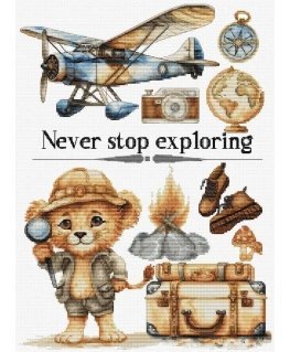 luca S Suskaičiuotas dygsnio kryželiu rinkinys „Never Stop Exploring“ 25x35cm SB1408