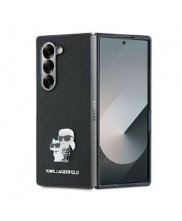 Karl Lagerfeld Saffiano Metal Pin Case for Samsung Galaxy Z Fold 6 - Black