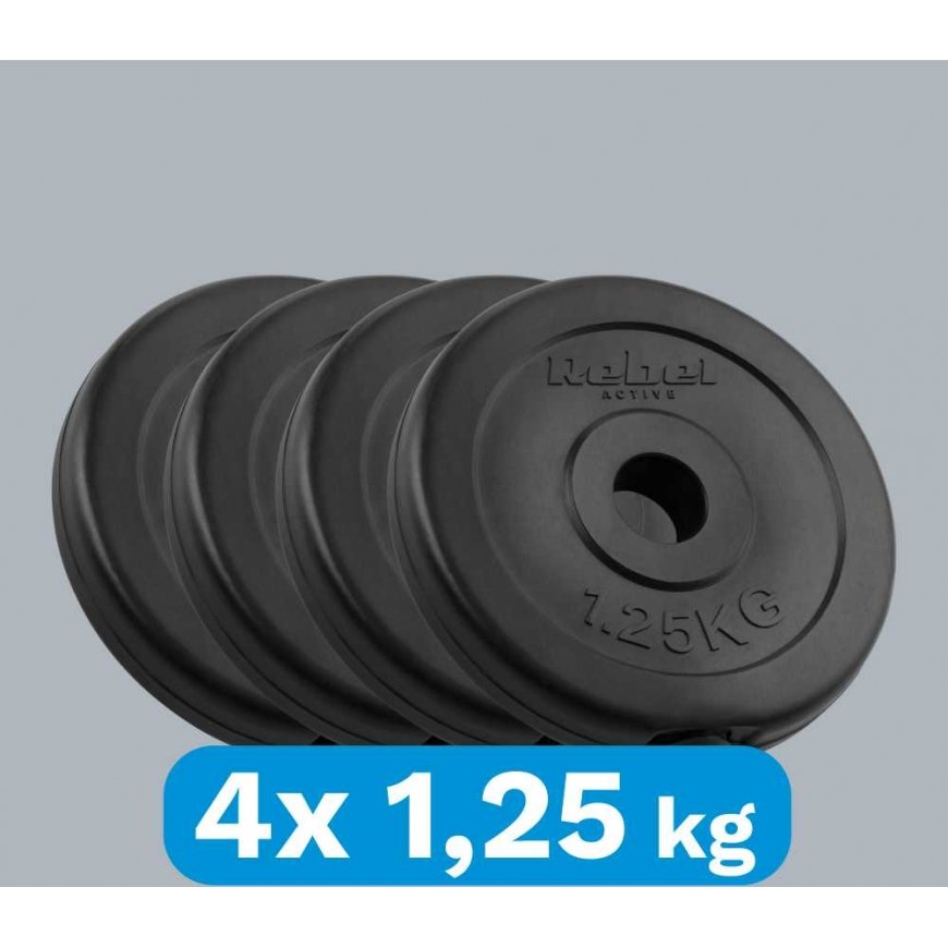 Bituminių svarelių rinkinys 4x1.25kg, skylė 31mm, klasikinė plokštė, REBEL ACTIVE – 5