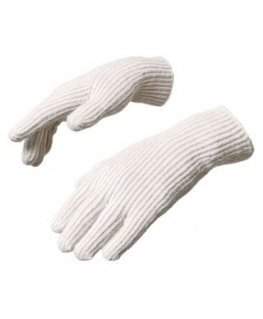 Braided telephone gloves with cutouts for fingers - beige