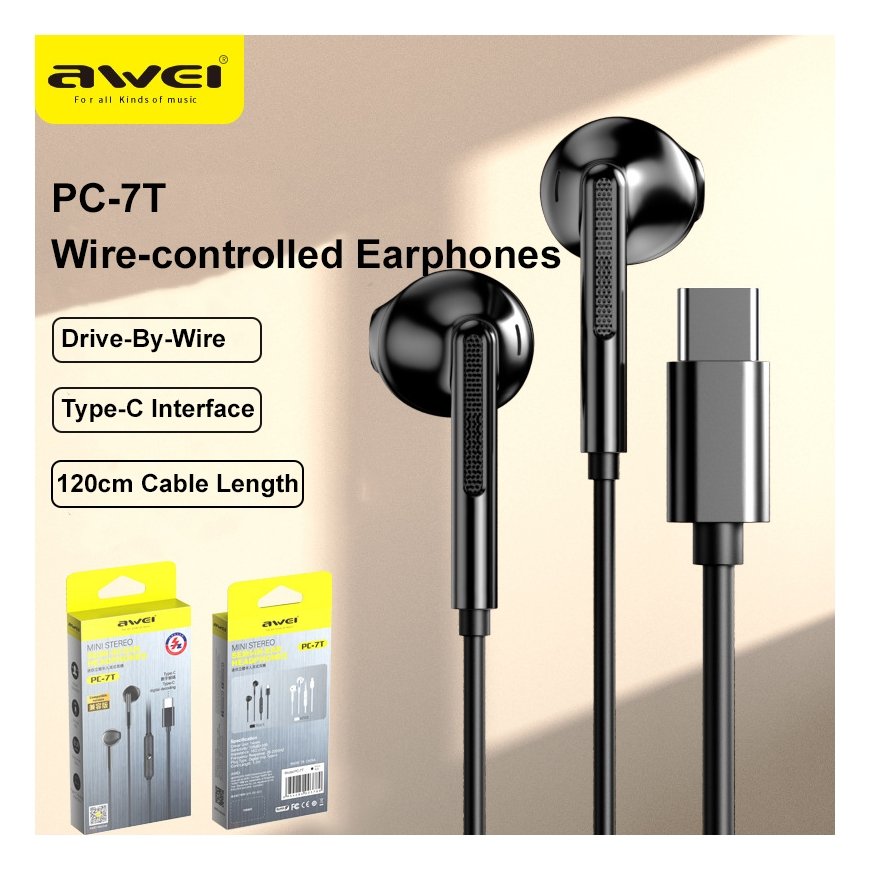 AWEI słuchawki stereo PC-25T USB-C czarny|black – 2