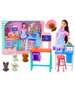 Lean Toys Lėlių rinkinys Veterinarijos priežiūra Biuro baldų aksesuarai Gyvūnai
