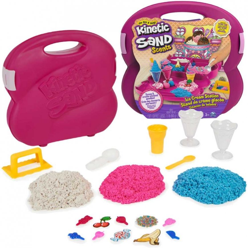 Kinetic Sand Scents Walizka Rinkinys Lodziarnia pachnący piasek kinetyczny + priedai