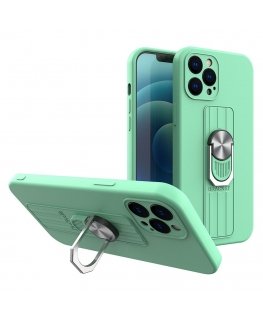 Ring Case silicone case with finger grip and stand for iPhone 12 Pro Max mint