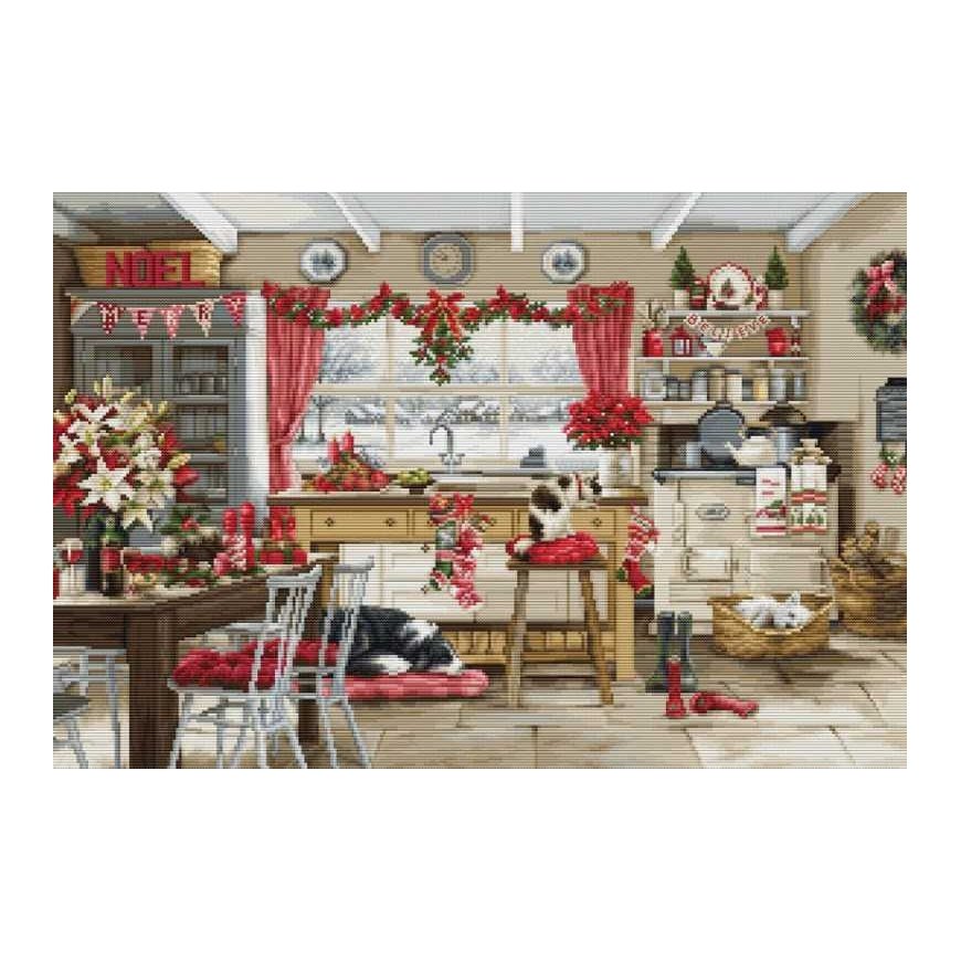 luca S Cross stitch "Christmas farmhouse kitchen" 47x32cm SBU5053