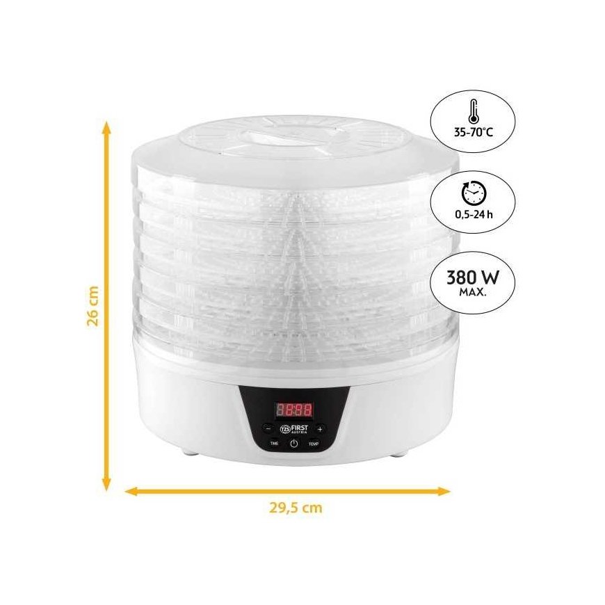 TZS First Austria Food Dehydrator, 380W Max, 5 Round Layer, Digital Timer+Temp FA-5126-8 – 3