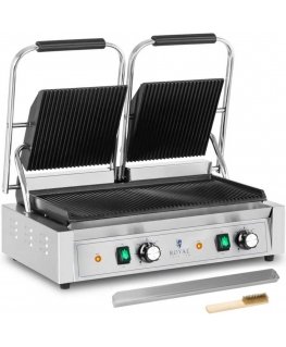 Royal Catering Double-sided contact grill with grooves 3600 W