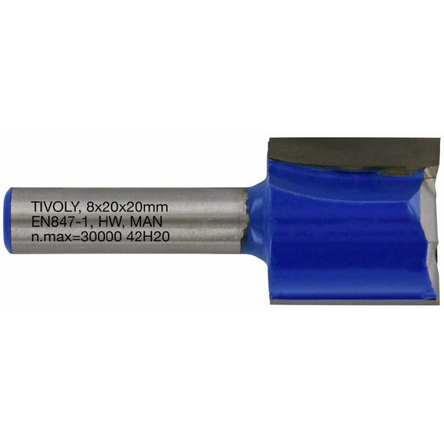 Tivoli Straight slot cutter, 20x8 mm, 8mm shank
