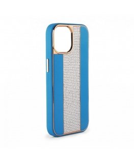 Apple iPhone 15 Pro Diamonds and Leather Case Blue