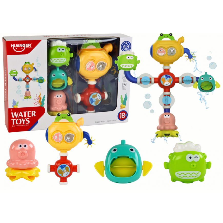 Lean Toys Perpildymo vonios vandens žaisliniai robotai siurbtukai