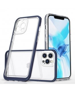 Clear 3in1 case for iPhone 12 Pro Max blue frame gel cover