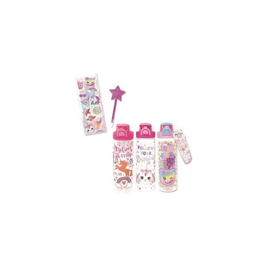 Openable Hot Focus drink bottle + pencil and 3 stickers