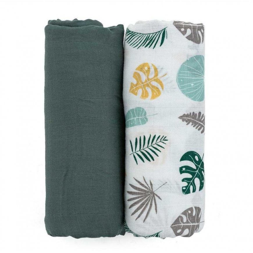 Petite&Mars Misty Bamboo Muslin Wrap Set of 2 | Green – 2