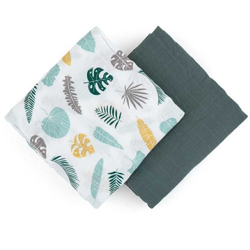 Petite&Mars Misty Bamboo Muslin Wrap Set of 2 | Green – 3