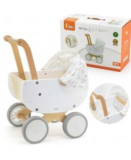 Viga Toys Wooden doll carriage with cradle