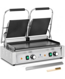 Royal Catering Double contact grill with smooth and grooved plate 48 x 23 cm 3600 W