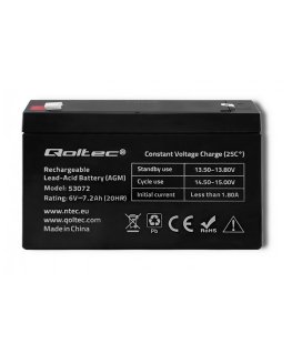 Qoltec 53072 UPS-aku Suletud pliiaku (VRLA) 6 V 7,2 Ah