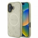 Guess Saffiano Peony Stamp MagSafe Case for iPhone 16 Gold Guess Saffiano Peony Stamp MagSafe Case for iPhone 16 Gold
