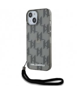 Karl Lagerfeld IML Mono KL Pattern & Cord case for iPhone 15 / 14 / 13 - black