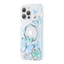 Kingxbar Butterfly Series magnetic case for iPhone 14 Pro Max MagSafe case with butterflies blue Kingxbar Butterfly Series magnetic case for iPhone 14 Pro Max MagSafe case with butterflies blue