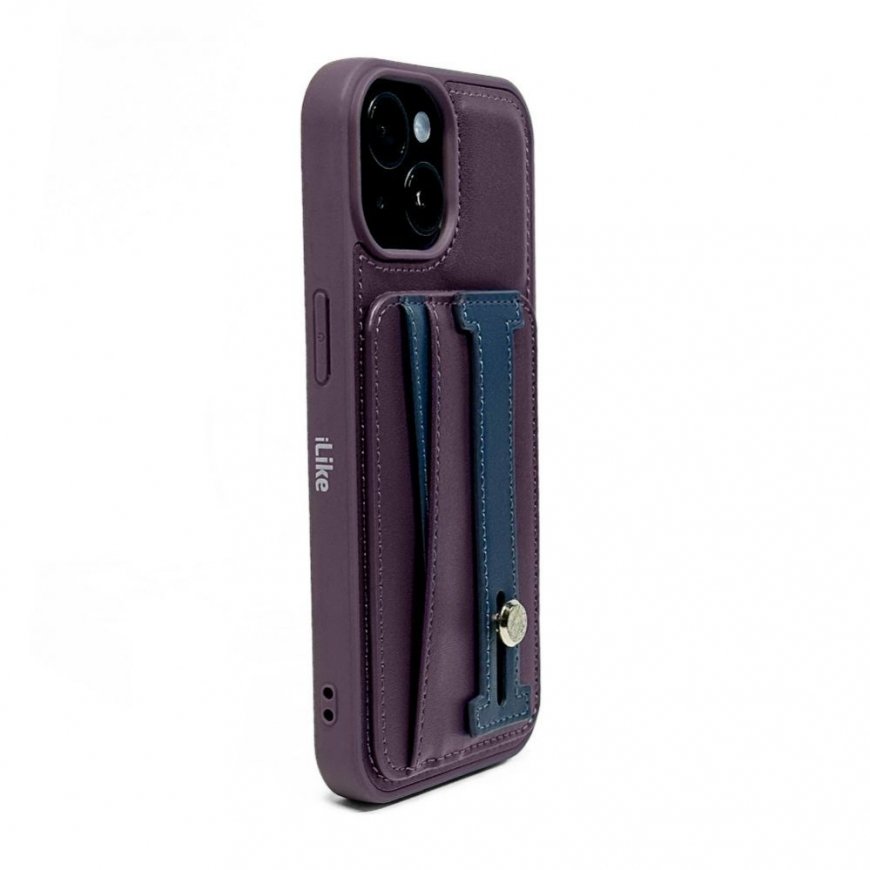 Apple iPhone 14 LEATHER POCKET STAND COVER Purple
