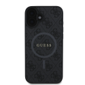 Guess PU Leather 4G Colored Ring MagSafe Apple iPhone 16 dėklas telefonui juodos spalvos Guess PU Leather 4G Colored Ring MagSafe Apple iPhone 16 dėklas telefonui juodos spalvos