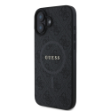 Guess PU Leather 4G Colored Ring MagSafe Apple iPhone 16 dėklas telefonui juodos spalvos Guess PU Leather 4G Colored Ring MagSafe Apple iPhone 16 dėklas telefonui juodos spalvos