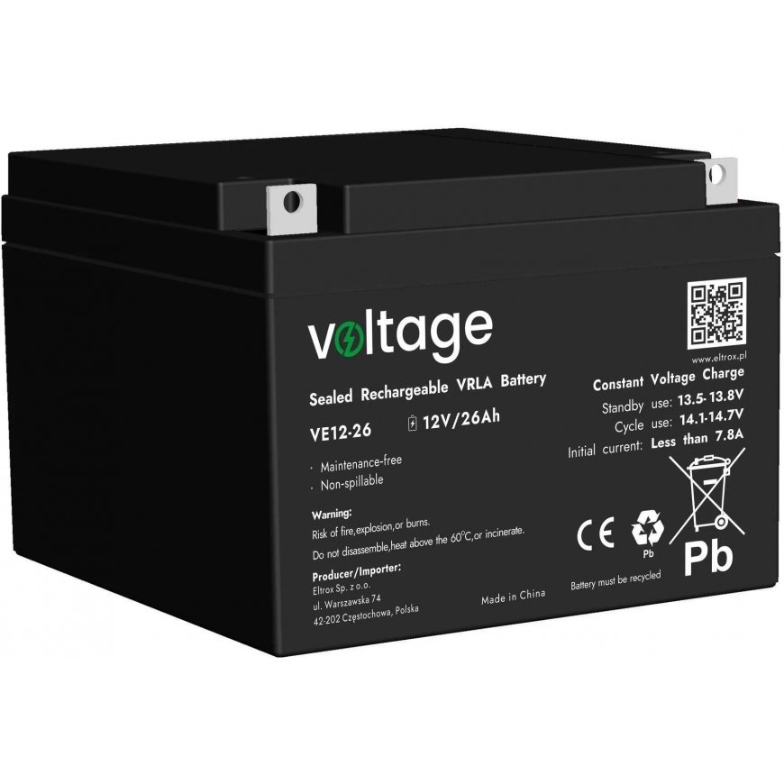 AGM Battery Voltage 12V 26Ah VE12-26
