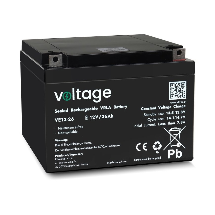 AGM Battery Voltage 12V 26Ah VE12-26 – 2