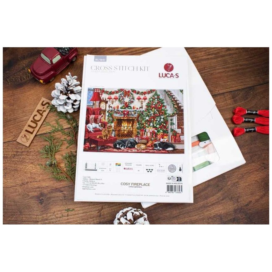 luca S Counted Cross Stitch Kit "Cozy Fireplace" 49x33cm SBU5041