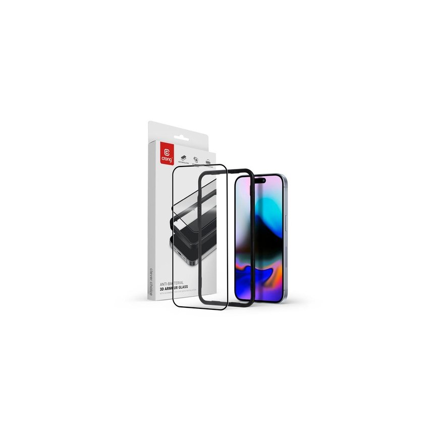 Crong Anti-Bacterial 3D Armour Glass do Apple iPhone 16 Pro