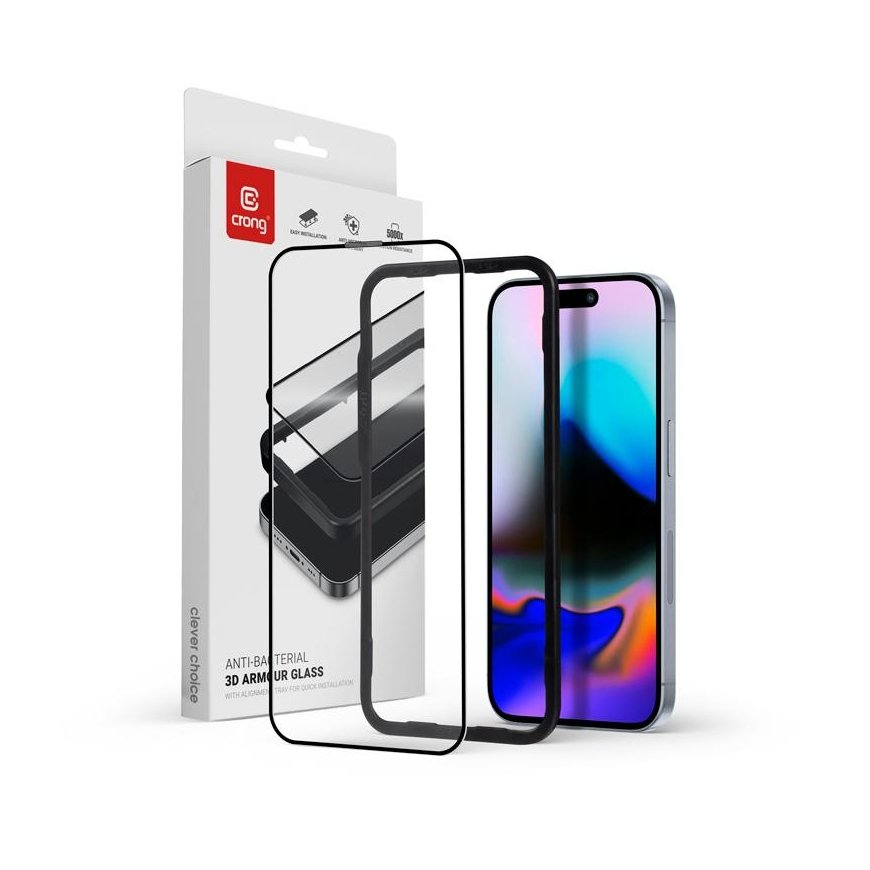 Crong Anti-Bacterial 3D Armour Glass do Apple iPhone 16 Pro – 2