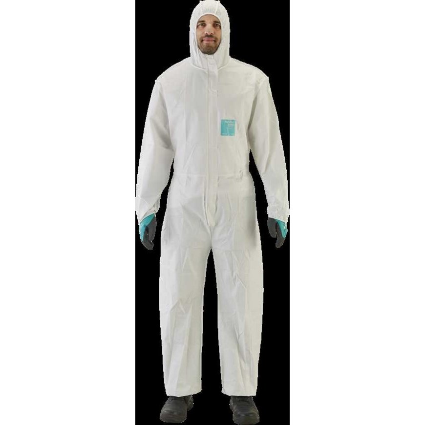 Disposable Coverall Type 5/6 Ansell Alphatec 2000 Comfort, White, Breathable Back, Size L