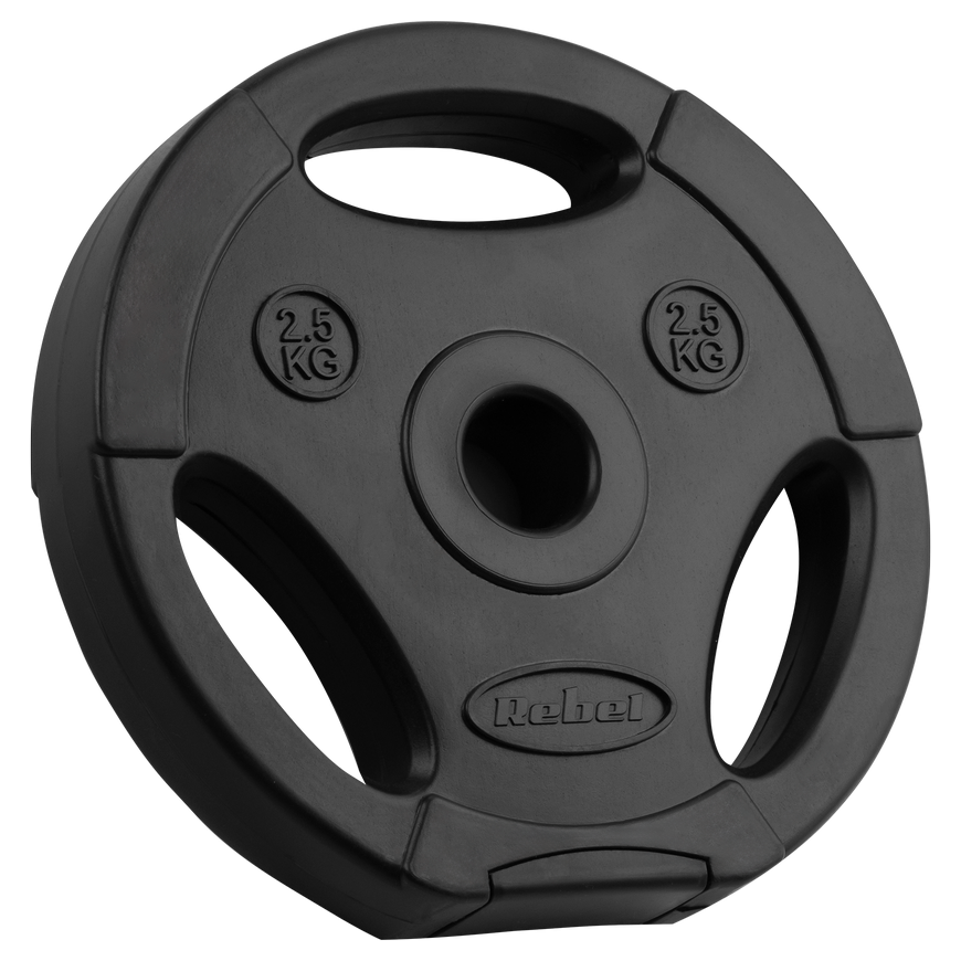 Bituminių svarelių rinkinys 4x2.5kg, skylė 31mm, plokštė su rankenomis, REBEL ACTIVE – 5