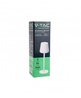 Lampka Biurkowa Nocna V-TAC 3W LED Ładowanie Ściemnianie Biała VT-7703 4000K 70lm